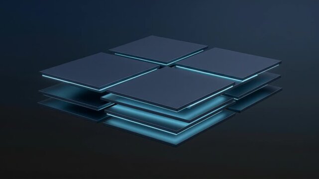 Quantum Layer Stack with Glowing Dark Panels
