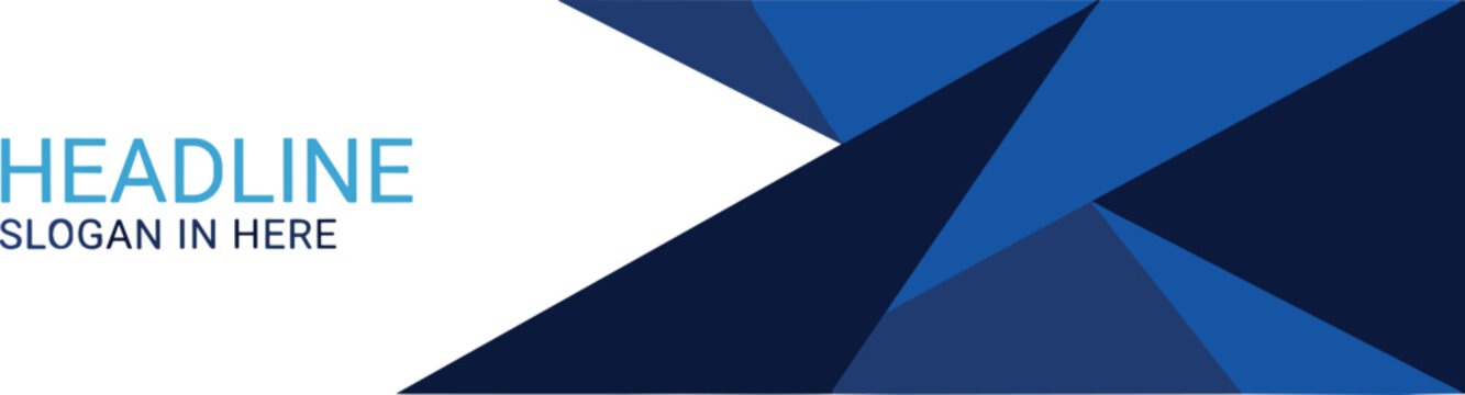 Modern blue low poly geometric banner design template featuring abstract polygonal triangles for corporate business background isolated on white background