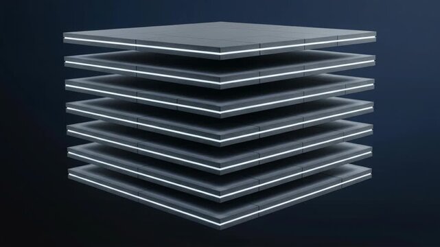 Quantum Layer Stack with Futuristic Metallic Panels