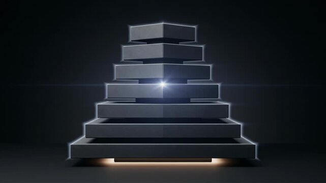 Quantum Layer Abstract Stack of Floating Dark Blocks