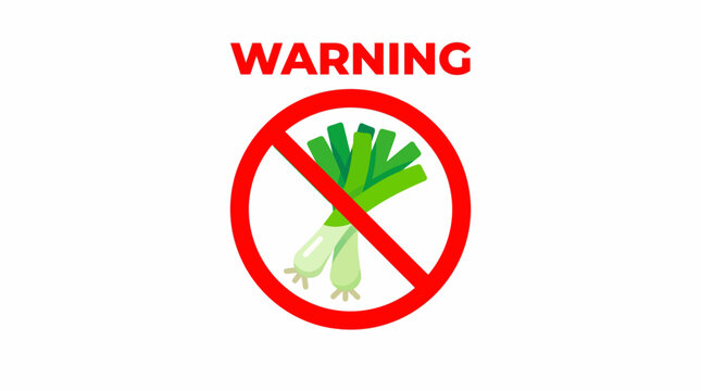 Warning symbol of a forbidden green onion with no dietary allowance