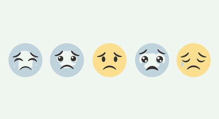 Naklejka premium Sad emoji icons depicting emotional distress and feelings