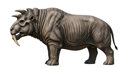 Fototapeta premium Illustration of a Woolly Rhino, an extinct animal, isolated on white