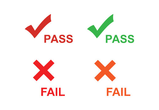 Checkmark and cross symbols for pass fail results