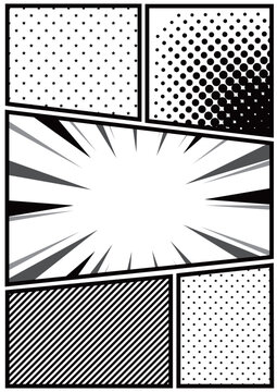 漫画のコマ割り風の背景