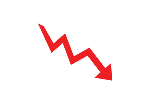 Red downward zigzag arrow icon design