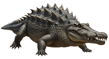 Fototapeta premium Ancient Reptile With Spikes on its Back and Sharp Teeth
