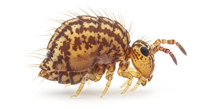 Close-up Macro Photograph of a Tiny Springtail Insect Isolated on White