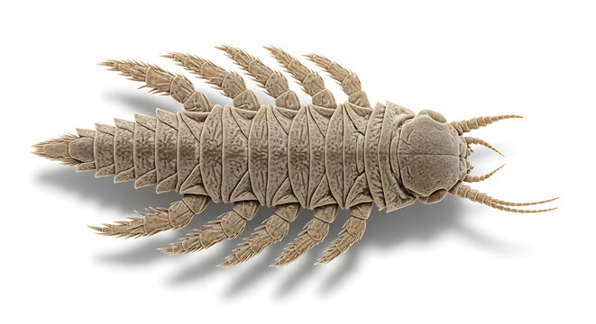 Extinct Arthropod Fossil Isolated on White Background, Ancient Creature Specimen