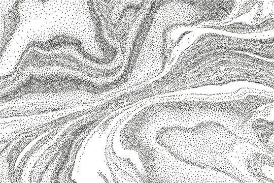 Abstract stipple texture background with organic marble flow and dotted grain pattern. Minimal monochrome pointillism noise overlay