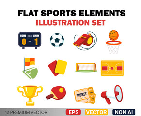 Flat Sports Elements Illustration Set © Fahmi