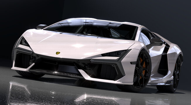 Lamborghini Revuelto in a photo studio-Illustrative editorial	
