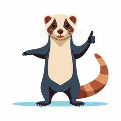 Obraz premium Cartoon Ferret Giving Thumbs Up