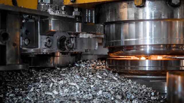 Industrial reuse system metal press manufacturing machinery metal shavings press forming molten metal stamping press forming heated recycled metal