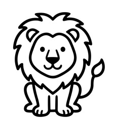 Fototapeta premium cute friendly lion character line art