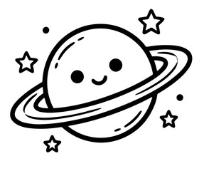 Happy planet saturn space character icon © SMCIPA