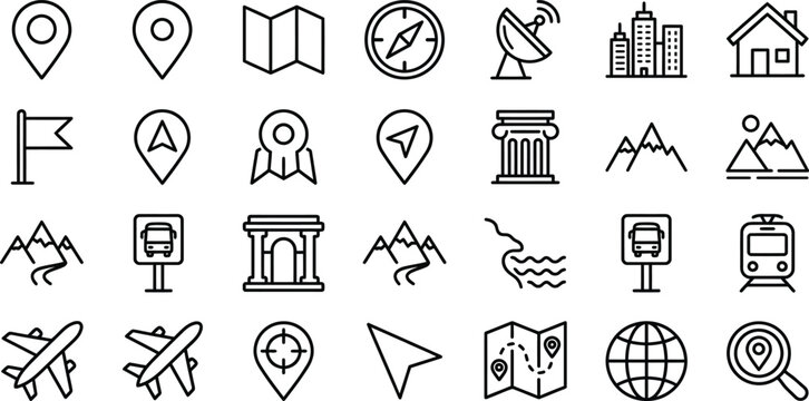 Travel and navigation icons