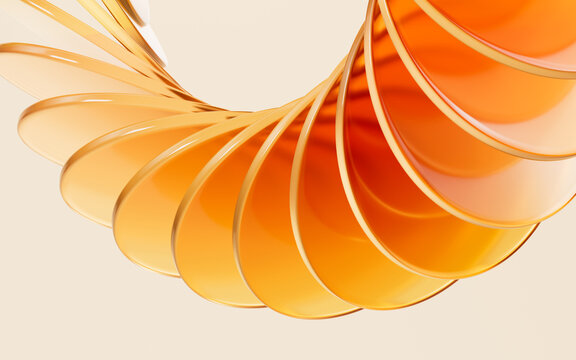 Glass gradient geometry background, 3d rendering.