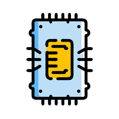 Fototapeta premium Yellow wifi signal icon on gray electronic chip