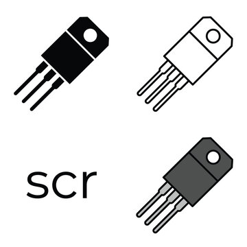 Scr vector illustration in flat style, outline, and color. thyristor semiconductor device.