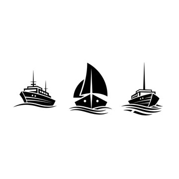 Three Different Types of Boats Illustration.