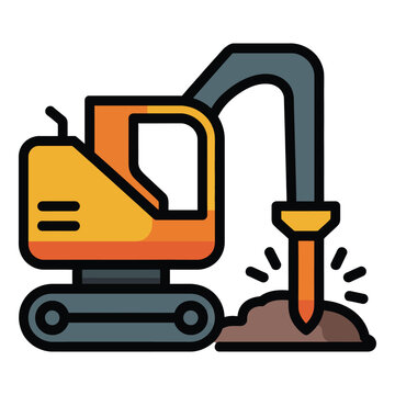 Geotechnical drill rig icon vector illustration representing soil testing drilling equipment and engineering exploration machinery design