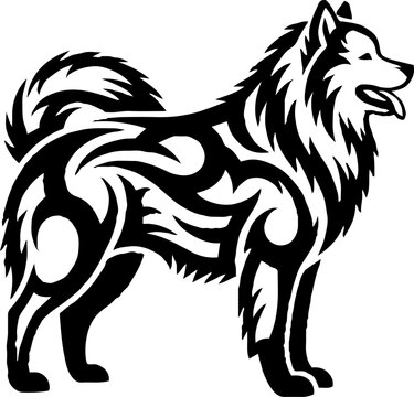Tribal Dog Silhouette Tattoo Style Husky Art