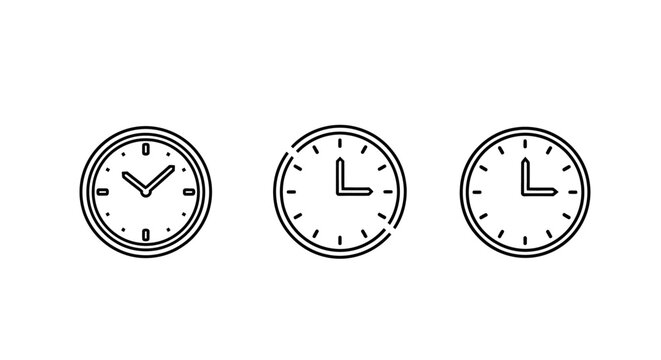 Three Simple Minimalist Clock Faces Illustration.