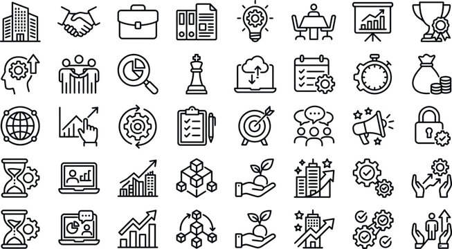 Business Icons Set Line Art Illustration