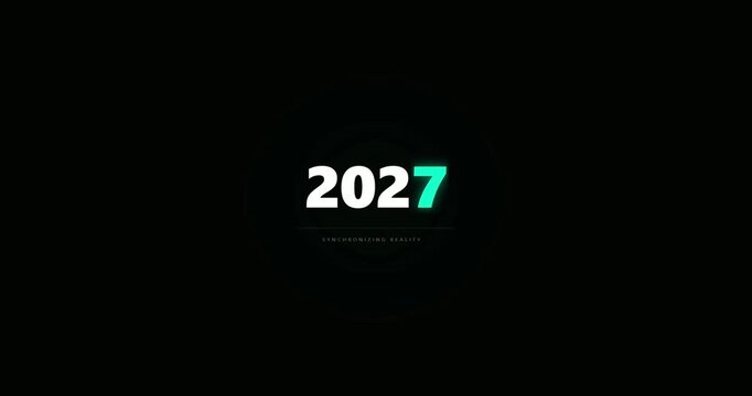 Futuristic Year Numbers on Black Background.