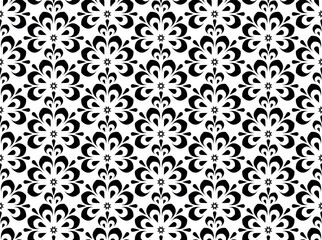 Fototapeta premium Flower geometric pattern. Seamless vector background. White and black ornament. Ornament for fabric, wallpaper, packaging. Decorative print.