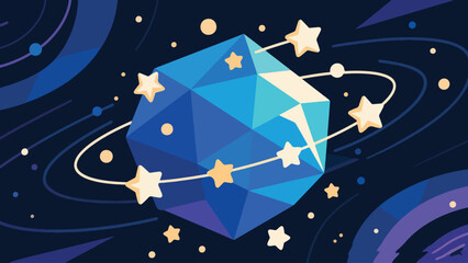 Illustration Of A Futuristic Galaxy Cluster With Polygonal Stars Vector Design Template © Princess