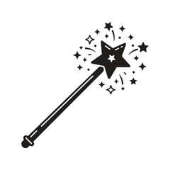 Naklejka premium Decorative magic wand icon with star and sparkles illustration mystical