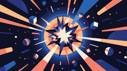 Illustration Of A Galaxy Collision Scene With Angular Forms Vector Design Template © Princess