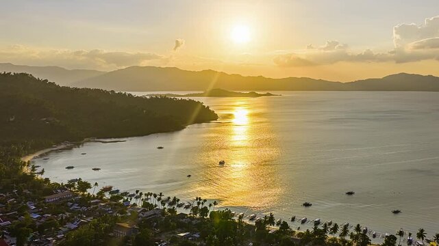 Beautiful Sunlight Illuminated Padre Burgos Port In Limasawa Island, Southern Leyte, Philippines. Timelapse