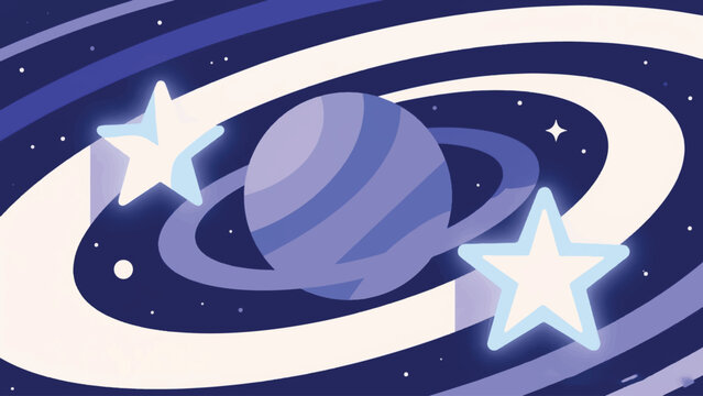 Illustration Of A Galaxy Orbiting Binary Stars Vector Design Template