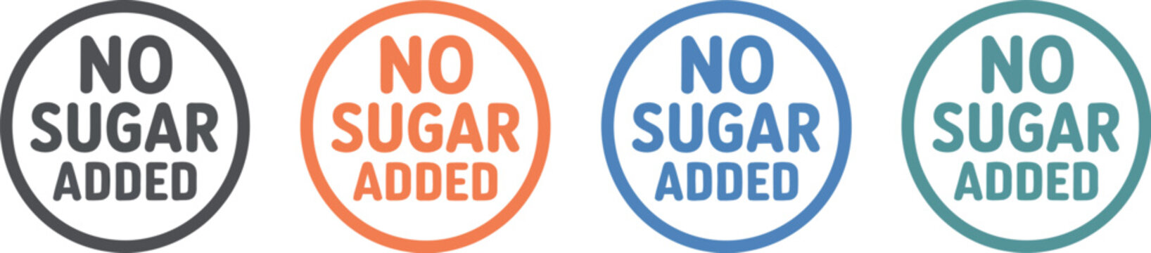 no sugar added vector badges set. no sugar added vector icons, sugar free nutrition badge graphics for beverage packaging, healthy snack branding, food labeling systems,