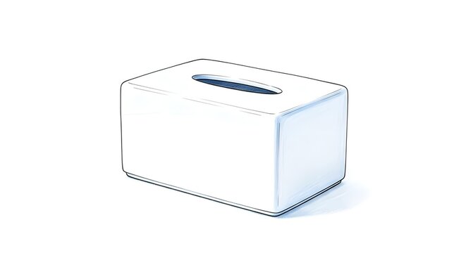 Modern White Rectangular Tissue Box Isolated on Clean Background.