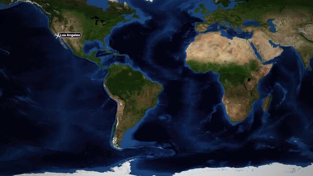 Animated Flight Route Map from Los Angeles to Addis Ababa