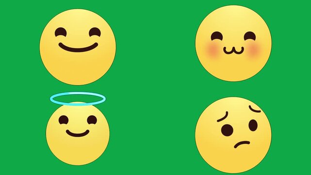 Smile Cute Angel Sad animation on green screen chroma key background flat lighting no shadow flush edge isolated 3d clay model perfect compositing vfx asset high quality render animation video vr