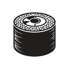 Simple maki sushi roll icon graphic with japanese illustration appetizer © saharima