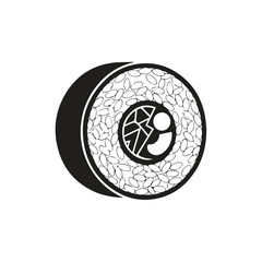 Hand drawn maki sushi roll graphic element with japanese illustration culinary © saharima