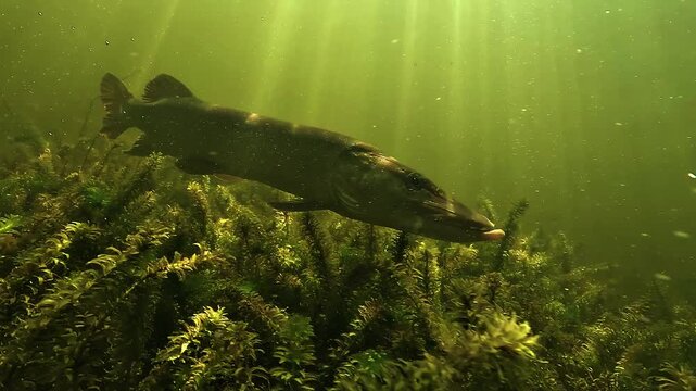 Male largemouth bass - Micropterus salmoides - displaying a thin white anal filament, consistent with mucus discharge after reproductive fasting or post stress digestive activity in lake habitat.