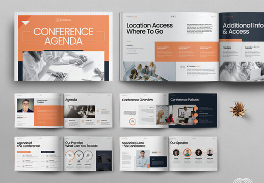 Business Conference Agenda Brochure Template Landscape