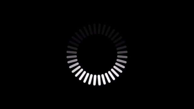 White circular loading spinner rotates smoothly with a gradient fade trail on a black background.