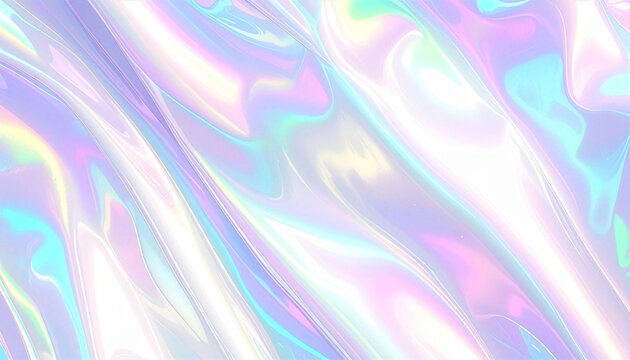 Holographic and metallic liquid background glowing in pastel colors, aurora texture
