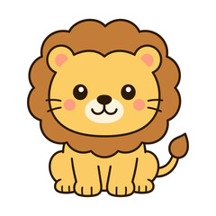 Obraz premium ほのぼのライオンキャラクター 絵本風のかわいい動物イラスト