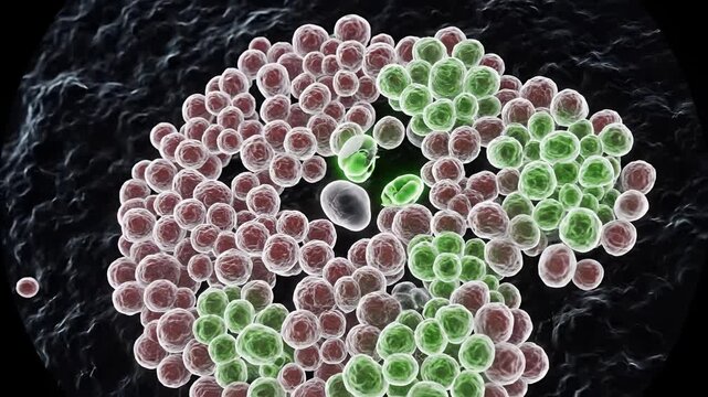 Microscopic View of Bacteria Cells Undergoing Division and Growth.