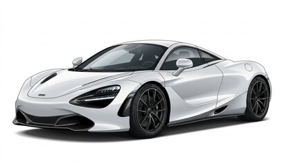 Fototapeta premium Luxury white sports car vector illustration with realistic glossy performance vehicle isolated on solid white background