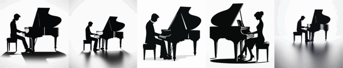 Vector silhouette of person playing piano © FirdianKrisna